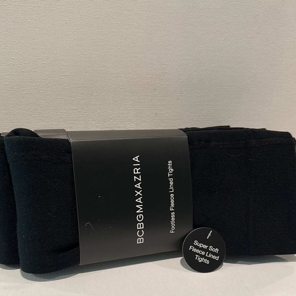BCBGMAXAZRIA (2) Pairs Footless Fleeced Lined Black Thighs. Size M/L.
